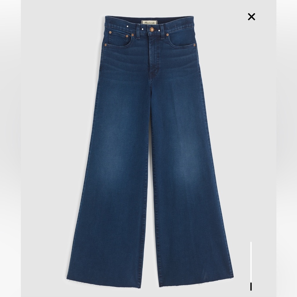 MADEWELL Tall Flared Wide-Leg Crop Jeans - Dark Blue NWT - Picture 6 of 16
